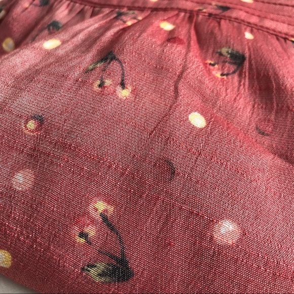 [Lauren Conrad] Cherry Print Square Neck Balloon Pleat Detail Sleeve Top - Picture 8 of 10